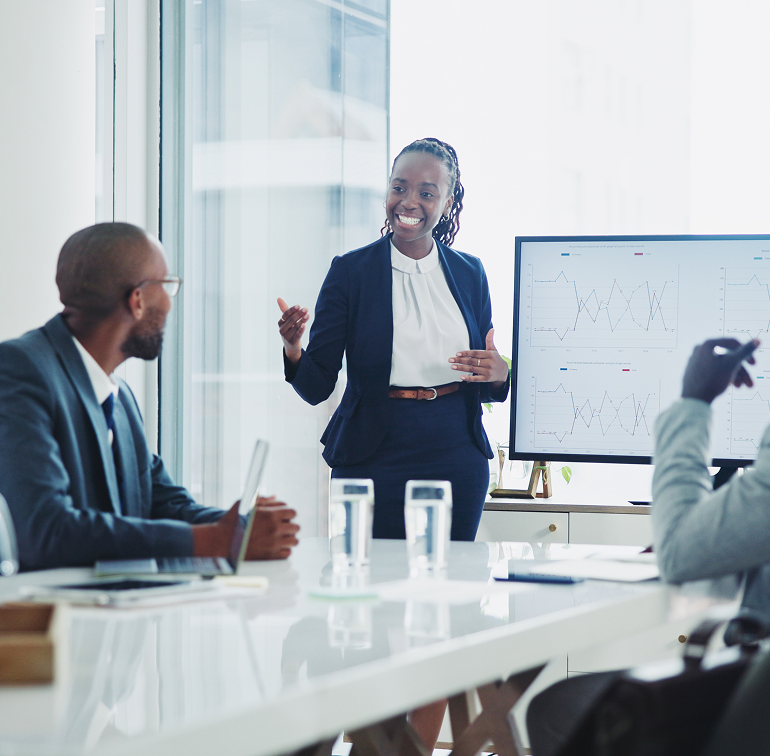 Modern Macrostrat office interior with green furniture